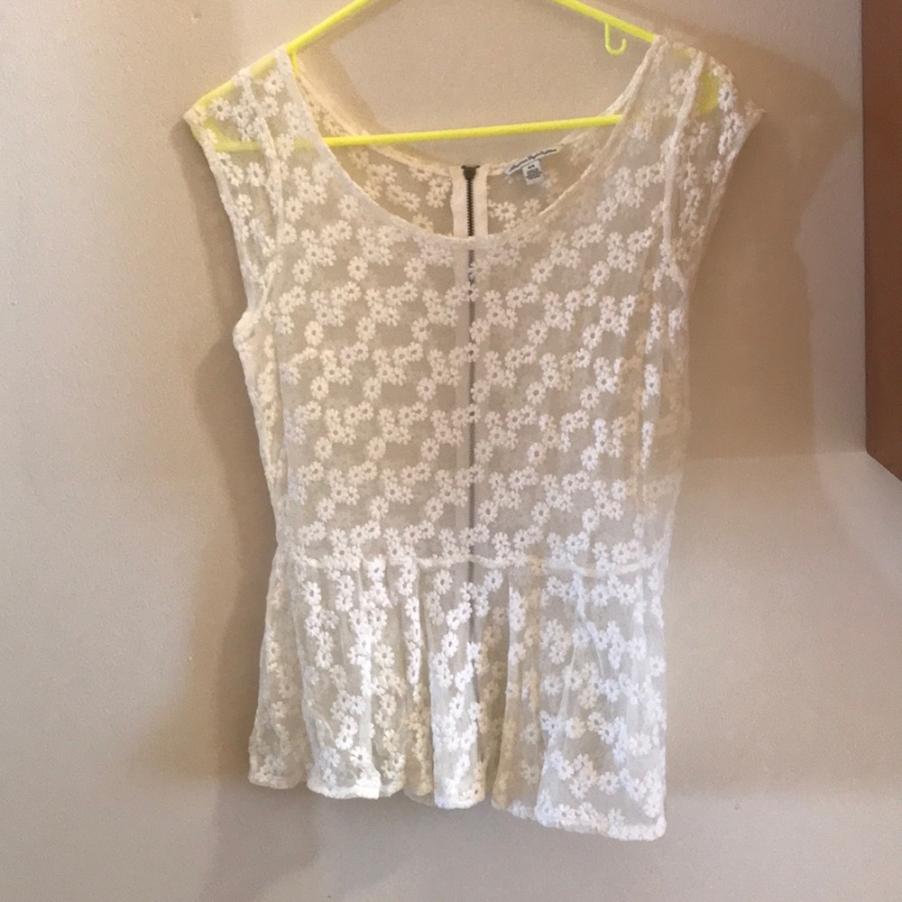 American Eagle off white peplum blouse